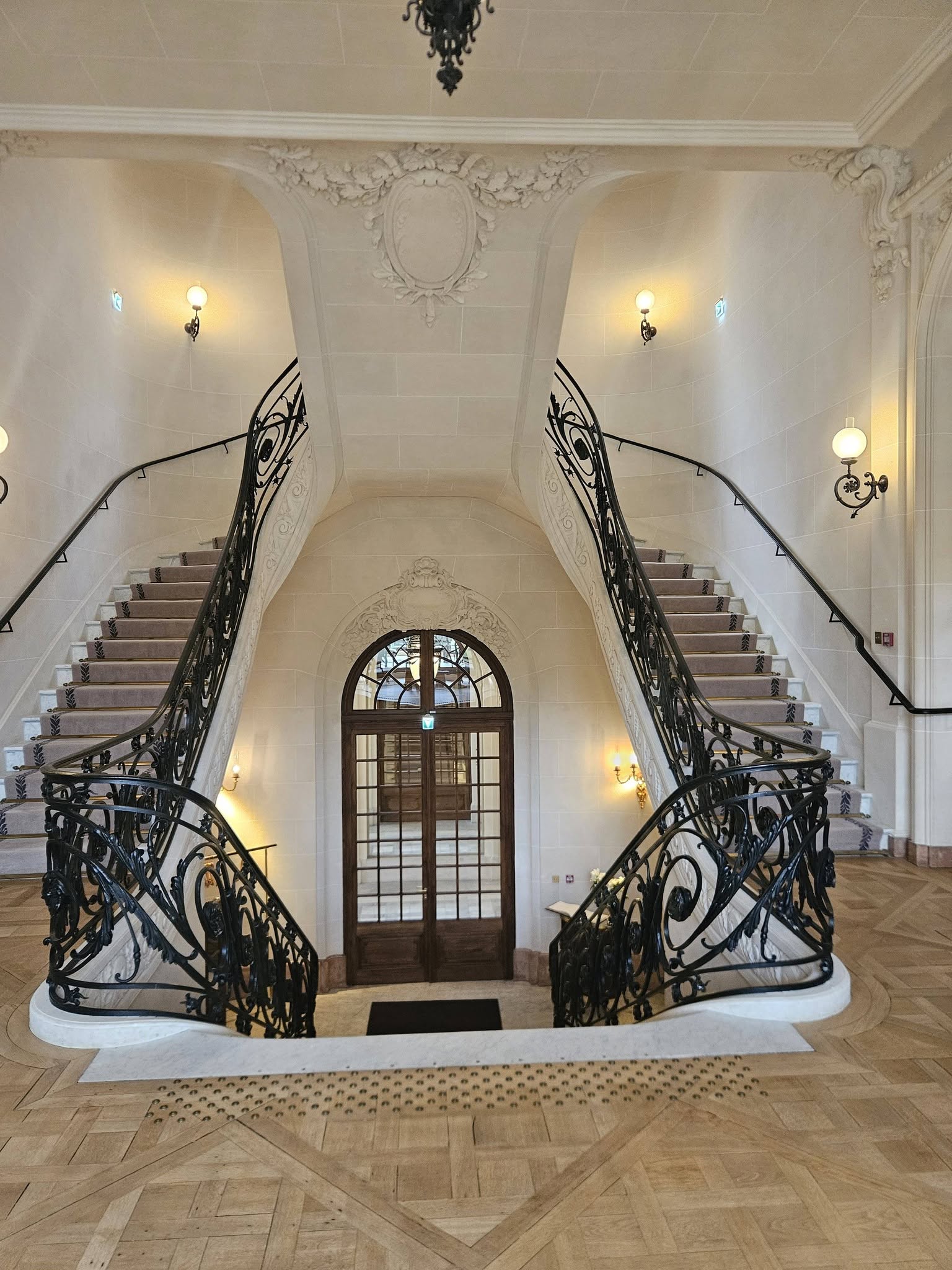Grand staircase at a champagne house